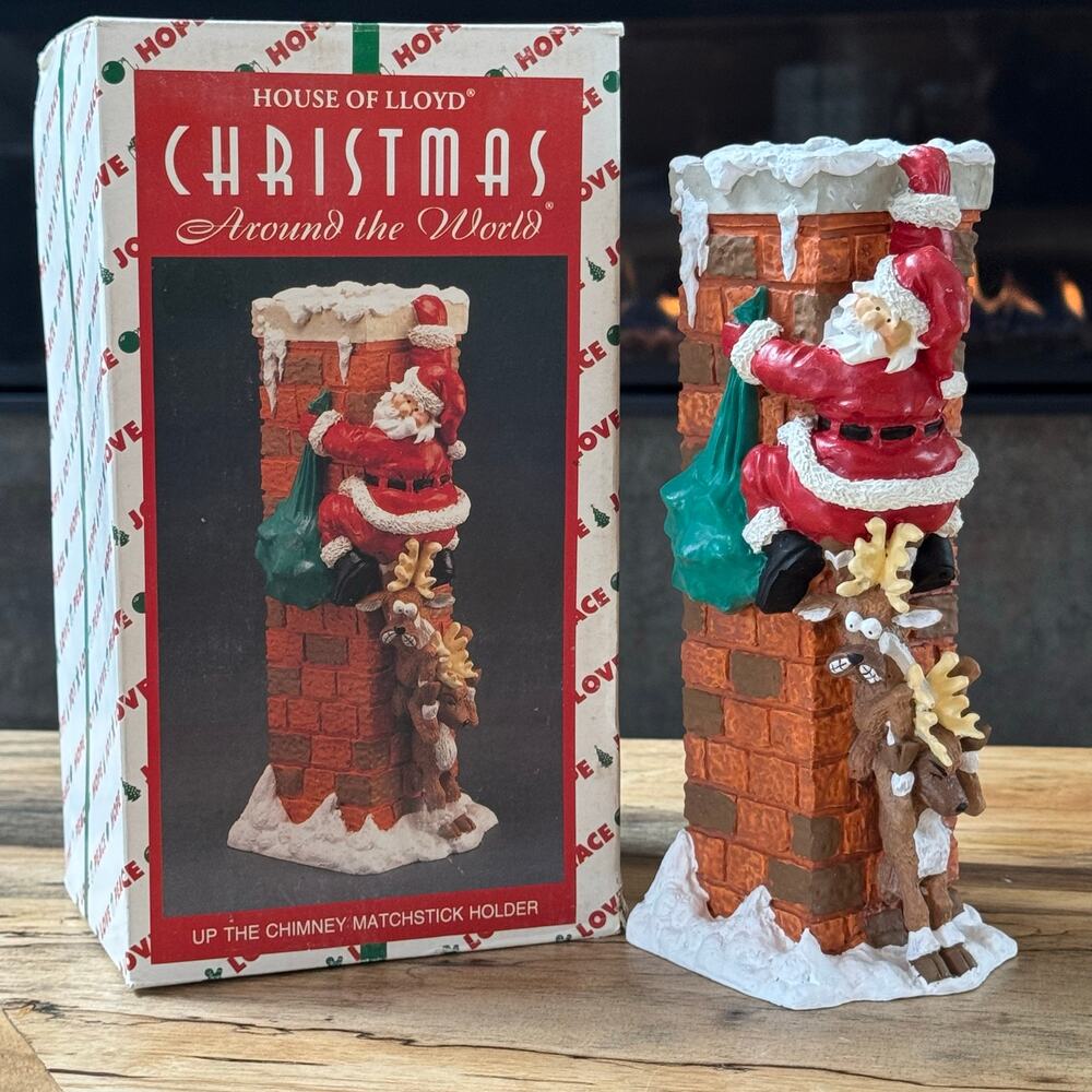 Vintage 1996 House of Lloyd Christmas Chimney Match Holder Fireplace Decor